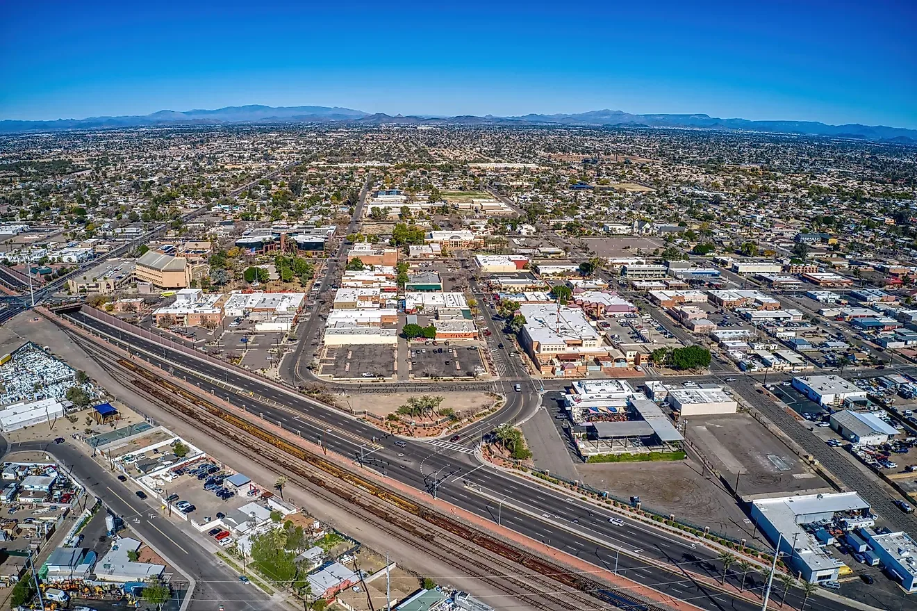 Glendale commercial district from above